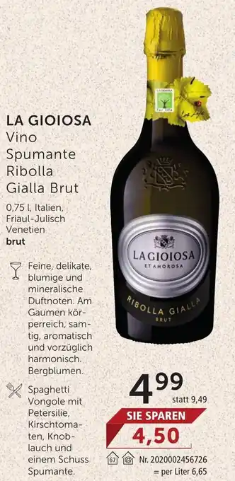 LA GIOIOSA Vino Spumante Ribolla Gialla Brut 0,75 l, Italien, Friaul-Julisch Venetien
