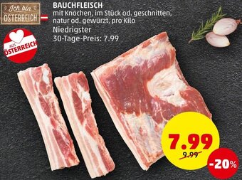 PENNY BAUCHFLEISCH mit Knochen, im Stück od. geschnitten, natur od. gewürzt, pro Kilo Angebot