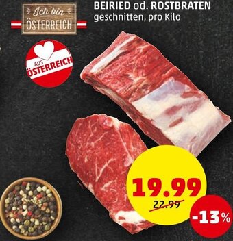 PENNY BEIRIED od. ROSTBRATEN geschnitten, pro Kilo Angebot