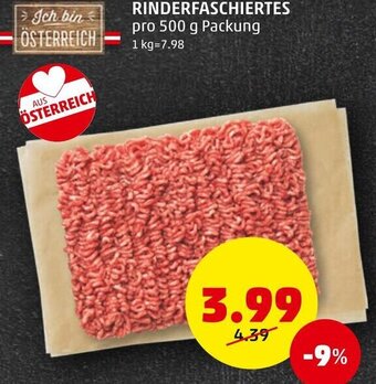 PENNY RINDERFASCHIERTES pro 500 g Packung Angebot