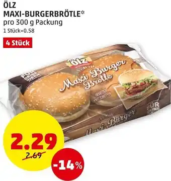 PENNY ÖLZ MAXI-BURGERBRÖTLE* pro 300 g Packung 4 Stück Angebot
