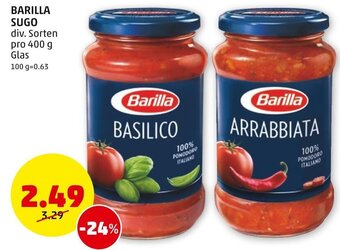 PENNY BARILLA SUGO div. Sorten pro 400 g Glas Angebot