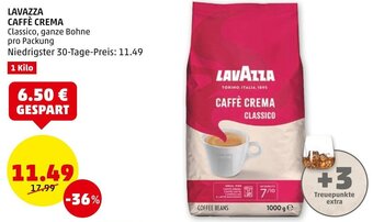 PENNY LAVAZZA CAFFÈ CREMA Classico, ganze Bohne pro Packung Angebot