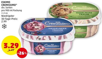 PENNY ESKIMO CREMISSIMO* div. Sorten pro 900 ml Packung Angebot