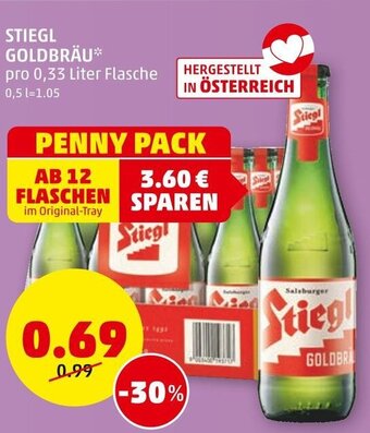 PENNY STIEGL GOLDBRÄU* pro 0,33 Liter Flasche Angebot