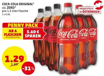 PENNY COCA-COLA ORIGINAL* od. ZERO** pro 1,5 Liter Flasche Angebot