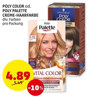 PENNY POLY COLOR od. POLY PALETTE CREME-HAARFARBE div. Farben pro Packung Angebot