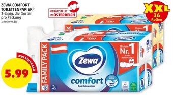 PENNY ZEWA COMFORT TOILETTENPAPIER** 3-lagig, div. Sorten pro Packung Angebot