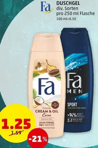 PENNY Fa DUSCHGEL div. Sorten pro 250 ml Flasche Angebot