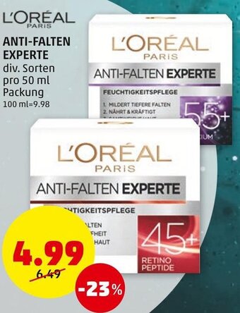 PENNY L'ORÉAL ANTI-FALTEN EXPERTE div. Sorten pro 50 ml Packung Angebot