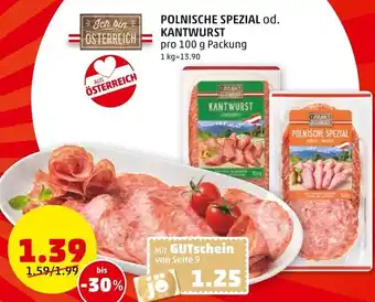 PENNY POLNISCHE SPEZIAL od. KANTWURST pro 100 g Packung Angebot
