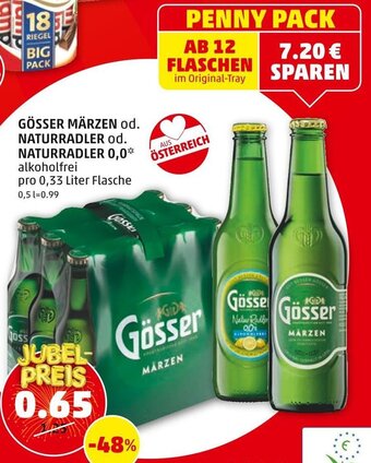 PENNY GÖSSER MÄRZEN od. NATURRADLER od. NATURRADLER 0,0* alkoholfrei pro 0,33 Liter Flasche Angebot