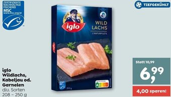 ADEG iglo Wildlachs, Kabeljau od. Garnelen div. Sorten 208-250 g Angebot