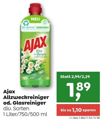 ADEG Ajax Allzweckreiniger od. Glasreiniger div. Sorten 1 Liter/750/500 ml Angebot