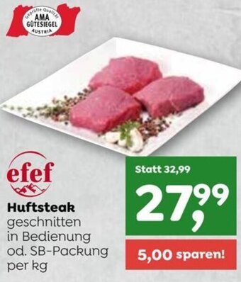 ADEG Huftsteak geschnitten in Bedienung od. SB-Packung per kg Angebot