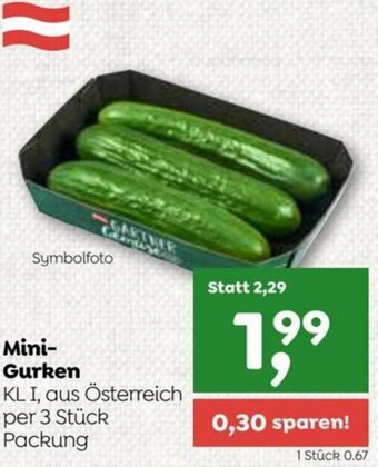 ADEG Mini-Gurken KL I, aus Österreich per 3 Stück Packung Angebot
