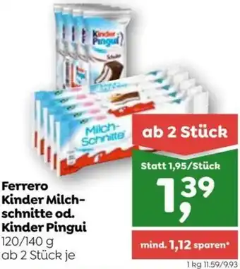 ADEG Ferrero Kinder Milch-schnitte od. Kinder Pingui 120/140 g Angebot