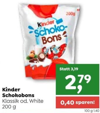 ADEG Kinder Schokobons Klassik od. White 200 g Angebot
