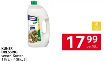 Transgourmet KUNER DRESSING versch. Sorten 1 Krt. = 4 Stk., 31 per Stk. Angebot