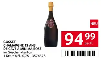 Transgourmet GOSSET CHAMAPGNE 12 ANS DE CAVE A MINIMA ROSÉ per Fl. Angebot