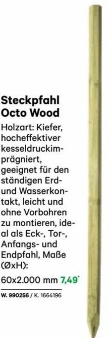Lagerhaus Steckpfahl Octo Wood  Maße (ØxH): 60x2.000 mm Angebot