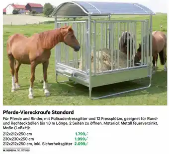 Lagerhaus Pferde-Viereckraufe Standard 212x212x250 cm Angebot
