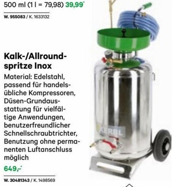 Lagerhaus Kalk-/Allround-spritze Inox Angebot