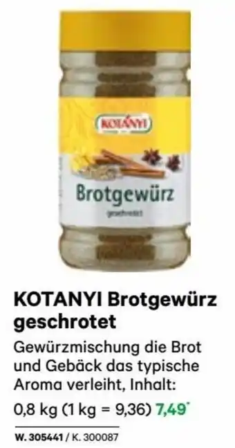 Lagerhaus KOTANYI Brotgewürz geschrotet 0,8 kg Angebot
