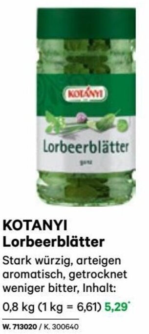 Lagerhaus KOTANYI Lorbeerblätter 0,8 kg Angebot