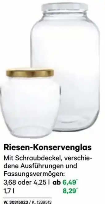 Lagerhaus Riesen-Konservenglas 1,7 l Angebot