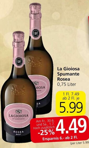 Spar La Gioiosa Spumante Rosea 0,75 Liter Angebot
