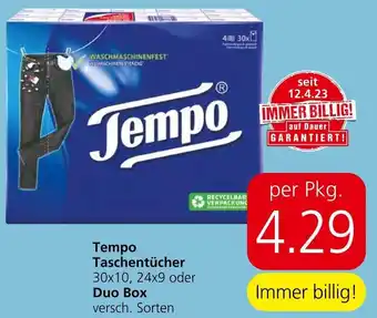 Spar Tempo Taschentücher 30x10, 24x9 oder Duo Box versch. Sorten Angebot
