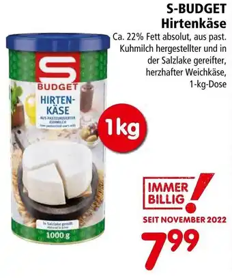Interspar S-BUDGET Hirtenkäse Angebot