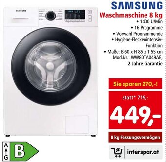 Interspar SAMSUNG Waschmaschine 8 kg Angebot