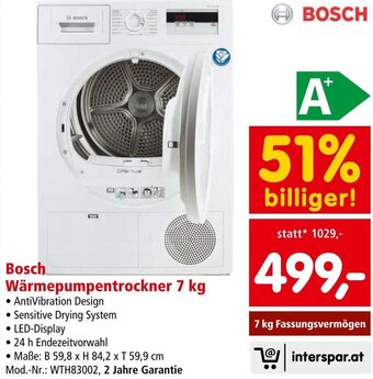 Interspar Bosch Wärmepumpentrockner 7 kg Angebot
