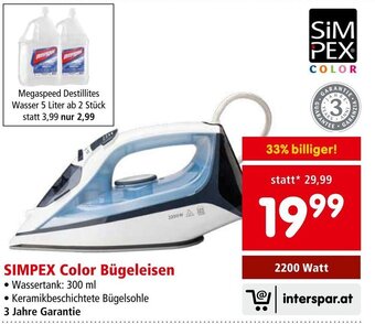 Interspar SIMPEX Color Bügeleisen 2200 Watt Angebot