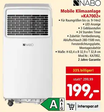 Interspar NABO Mobile Klimaanlage KA7002 Angebot