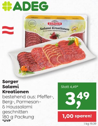 ADEG Sorger Salami Kreationen 180 g Packung Angebot