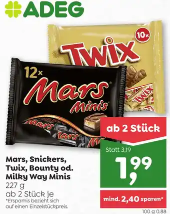 ADEG Mars, Snickers, Twix, Bounty od. Milky Way Minis 227 g Angebot