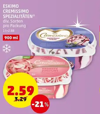 PENNY Eskimo Cremissimo Spezialitäten 900ml Angebot