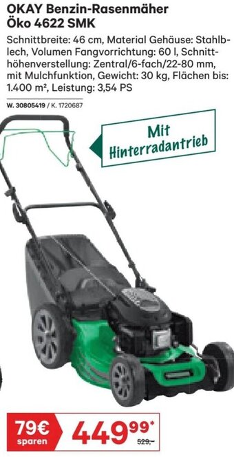 Lagerhaus OKAY Benzin-Rasenmäher Öko 4622 SMK Angebot