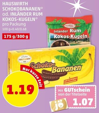PENNY Hauswirth Schokobananen Od Inländer Rum Kokos- Kugeln 175g-/300 g Angebot
