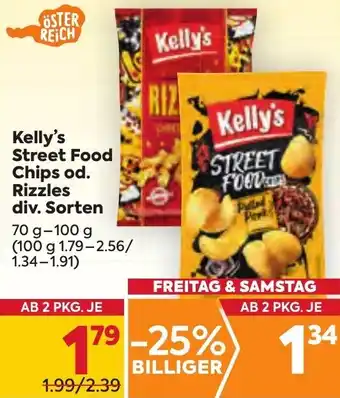 Billa Kelly's Street Food Chips od. Rizzles div. Sorten 70 g-100 g Angebot