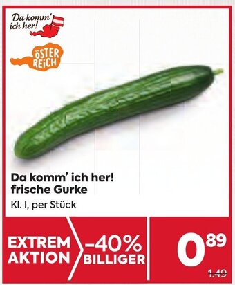 Billa Da komm' ich her! frische Gurke Kl. I, per Stück Angebot