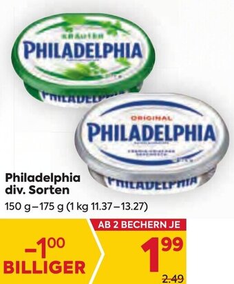 Billa Philadelphia div. Sorten 150 g- 175 g Angebot