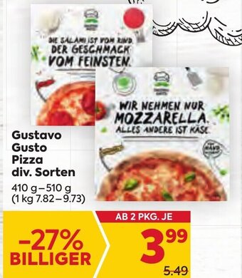 Billa Gustavo Gusto Pizza div. Sorten 410 g- 510 g Angebot