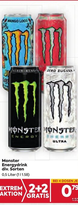 Billa Monster Energydrink div. Sorten 0,5 Liter Angebot
