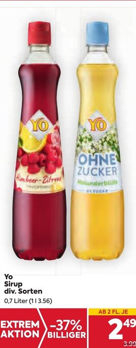 Billa Yo Sirup div. Sorten 0,7 Liter Angebot