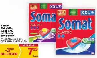 Billa Somat Tabs XXL, Caps XXL od. Pulver div. Sorten 33-70 Stk. Angebot