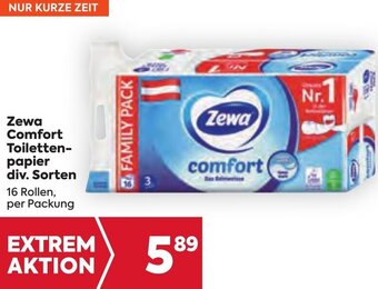 Billa Zewa Comfort Toiletten-papier div. Sorten 16 Rollen, per Packung Angebot
